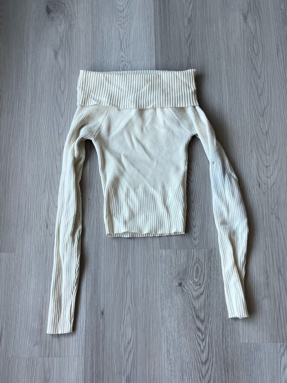 Princess Polly Cream Off-the-Shoulder Sweater Size S